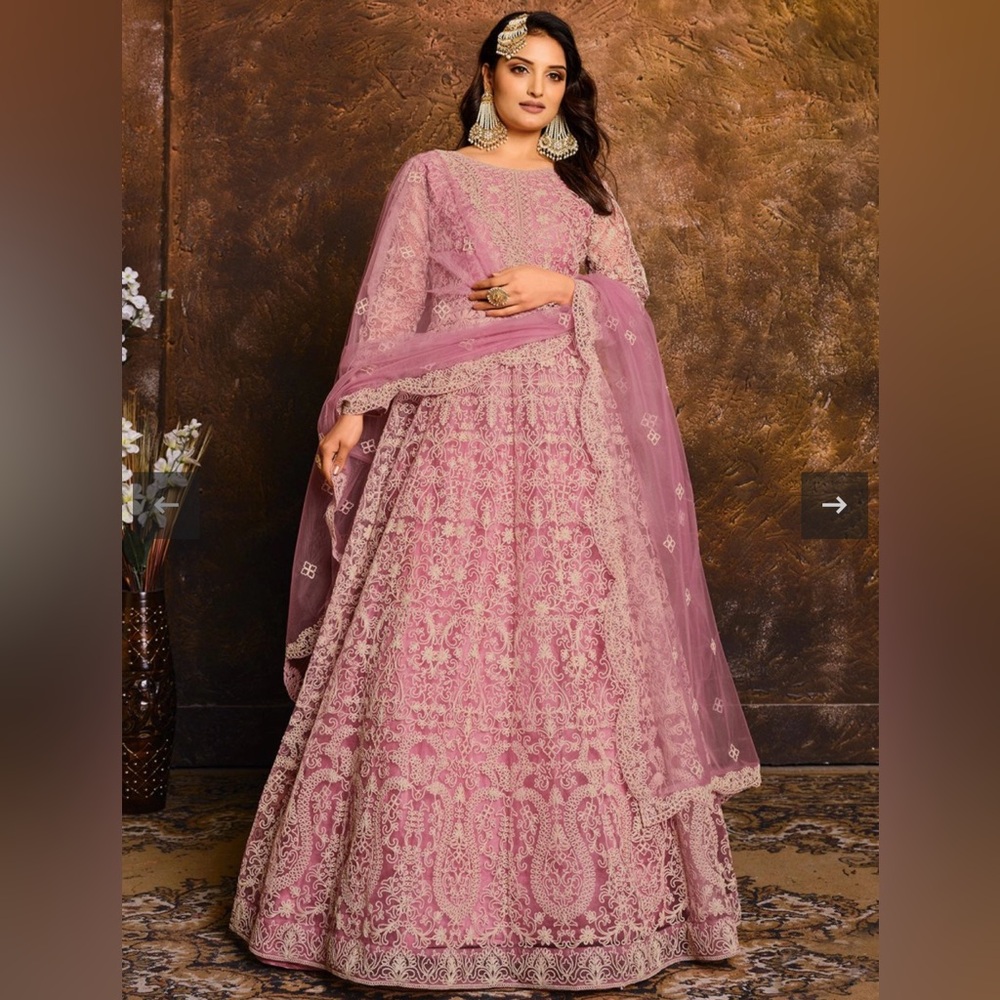 Women’s Pink Net Anarkali Suit